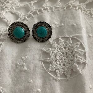 Oversized Turquoise and Silver Studs